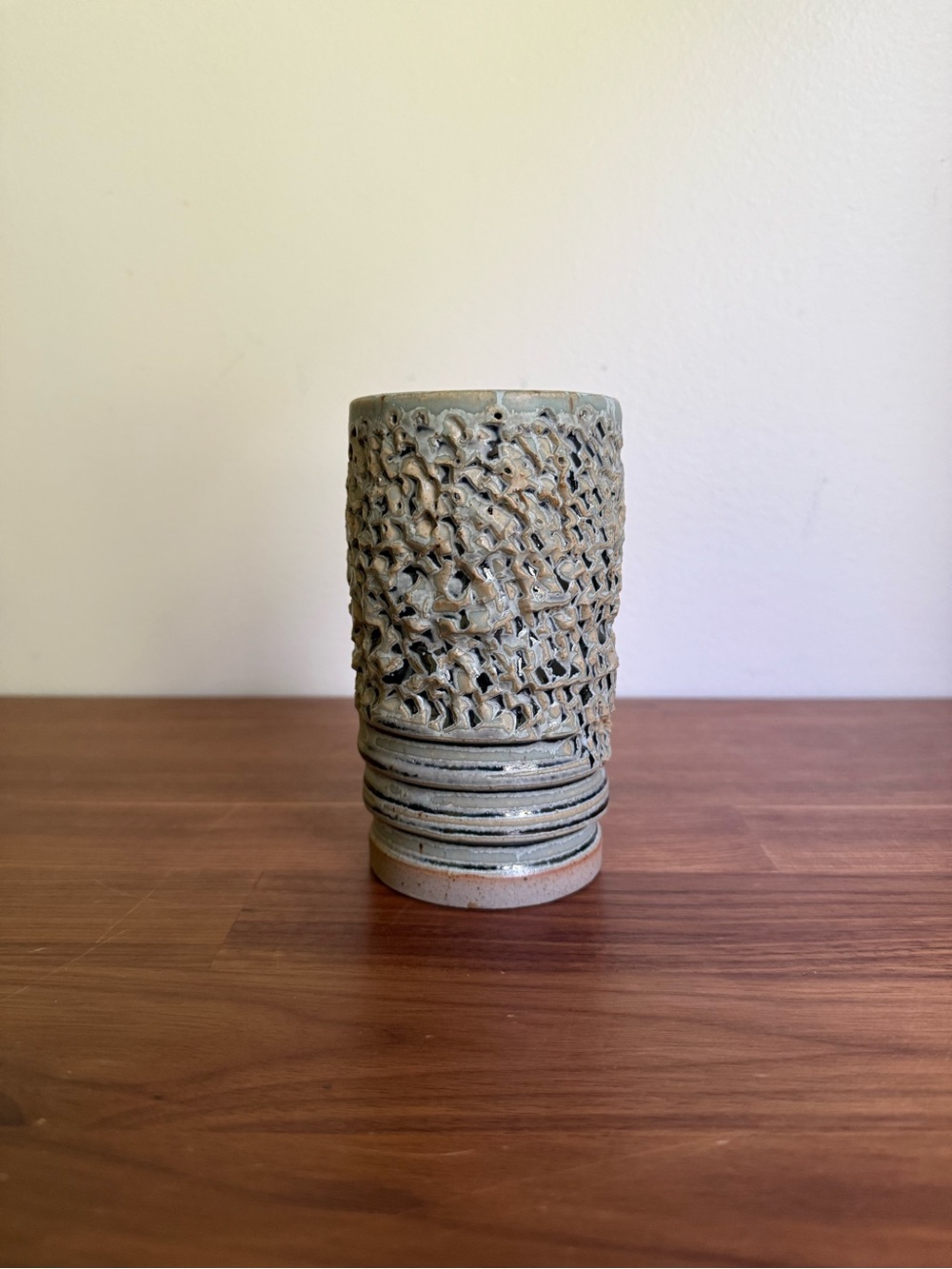 Vintage Jasba Keramik Vase Brutalist Textured Relief West German Pottery